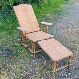 Rattan bamboo chaise longue 1920's