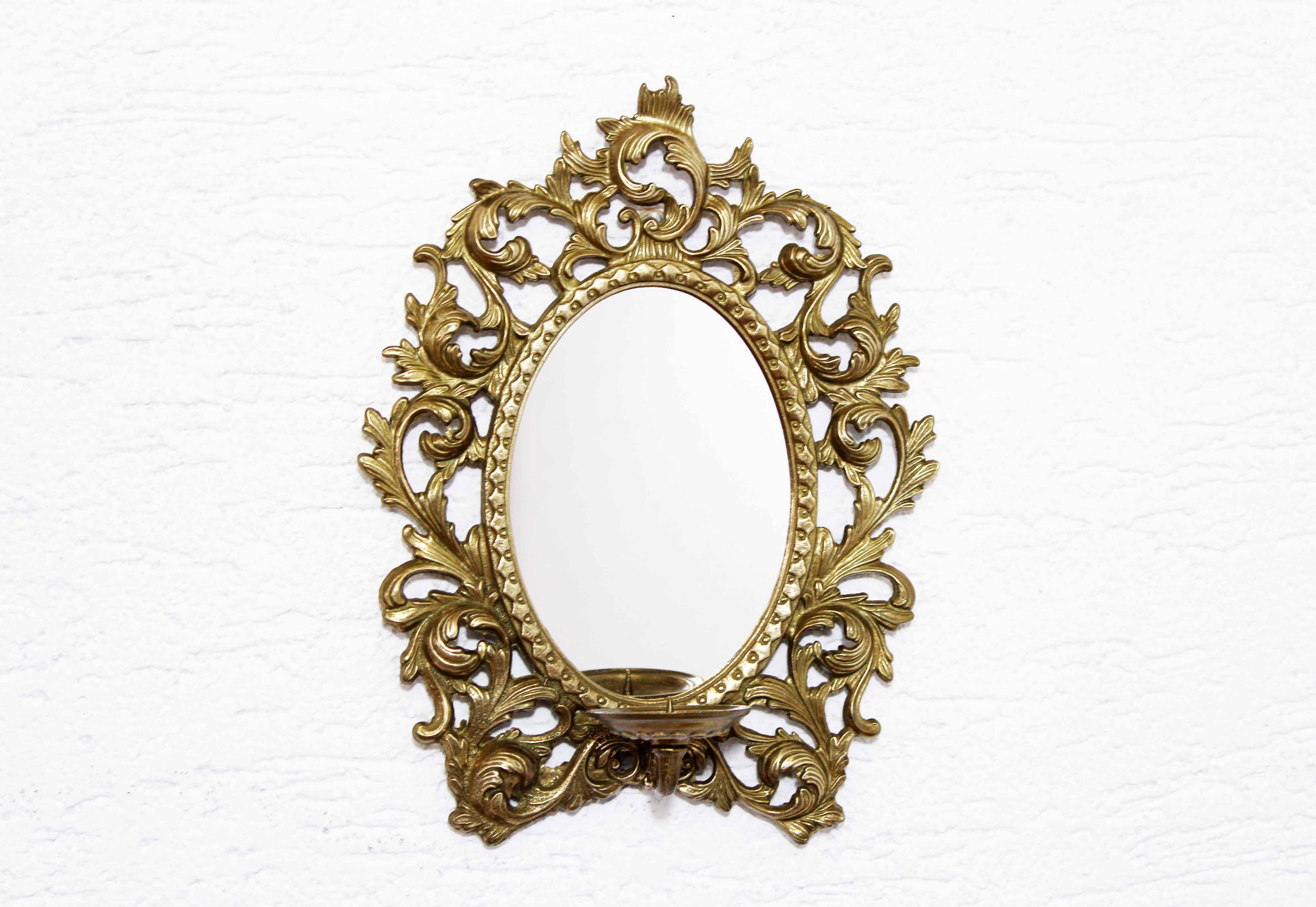Miroir en laiton avec bougeoir
