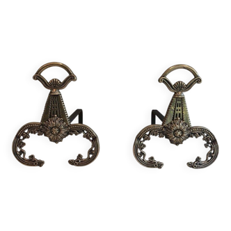 Pair of neoclassical bronze andirons
