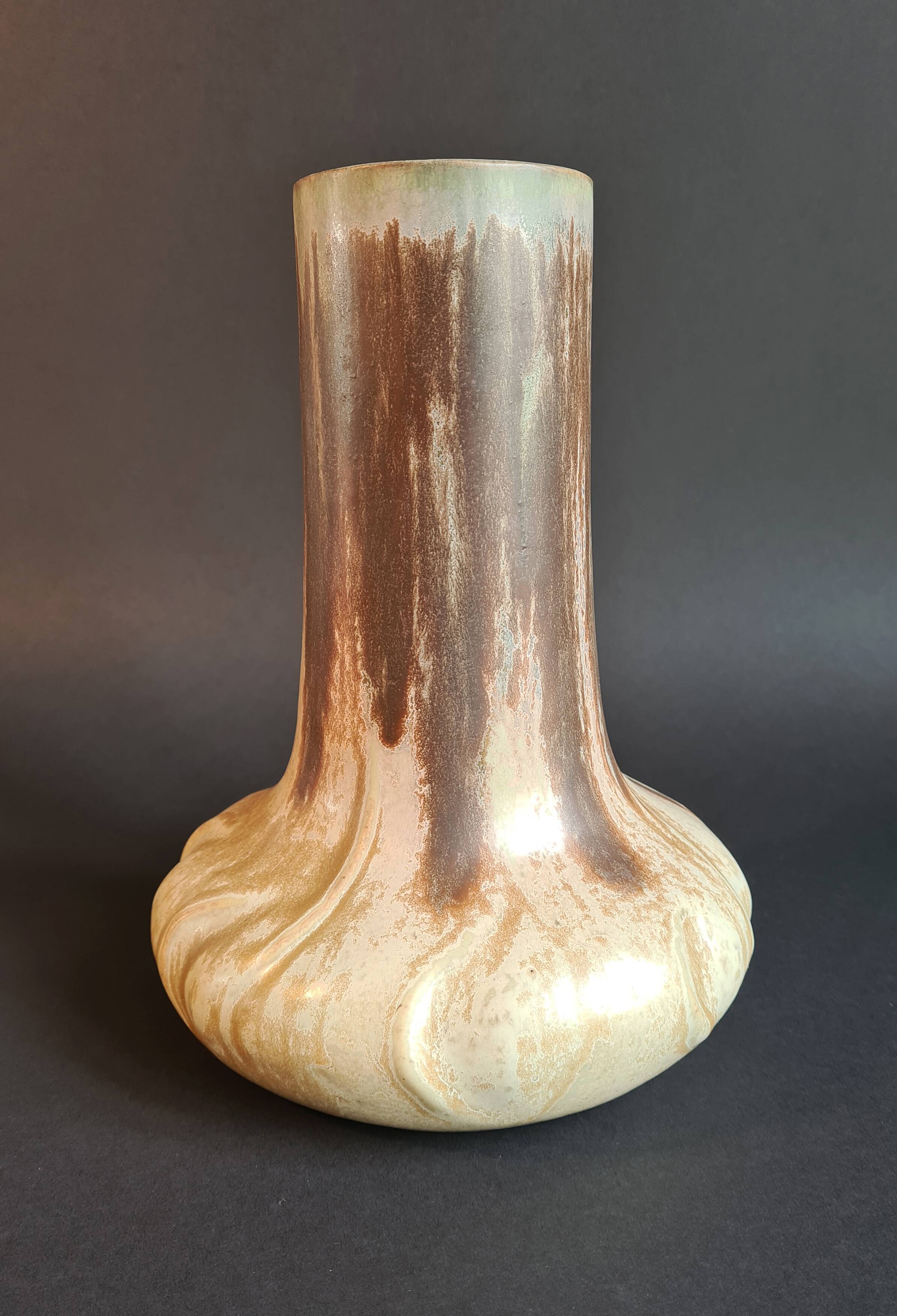 Flamé Stoneware Vase signed Denbac, very early 20th century - Art Nouveau