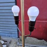 Scandinavian floor lamp in oak metal and fabrics from the 60s