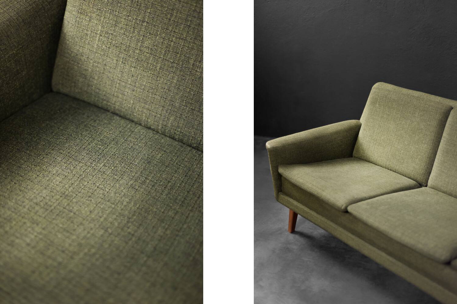 Vintage Danish Mid-Century Modern Green 3-Seater Sofa by Folke Ohlsson