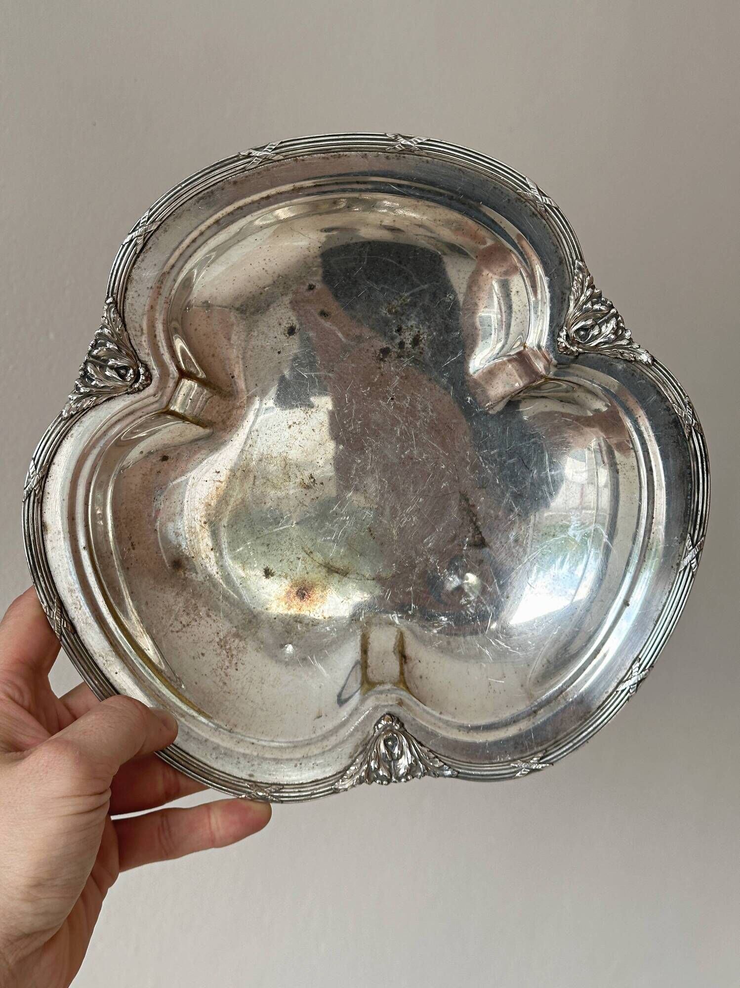 Antique silver plate on cabriole legs