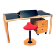Scandinavian Ergonomic Design Writing Desk and Stool from Stokke, 1980s, Set of 3