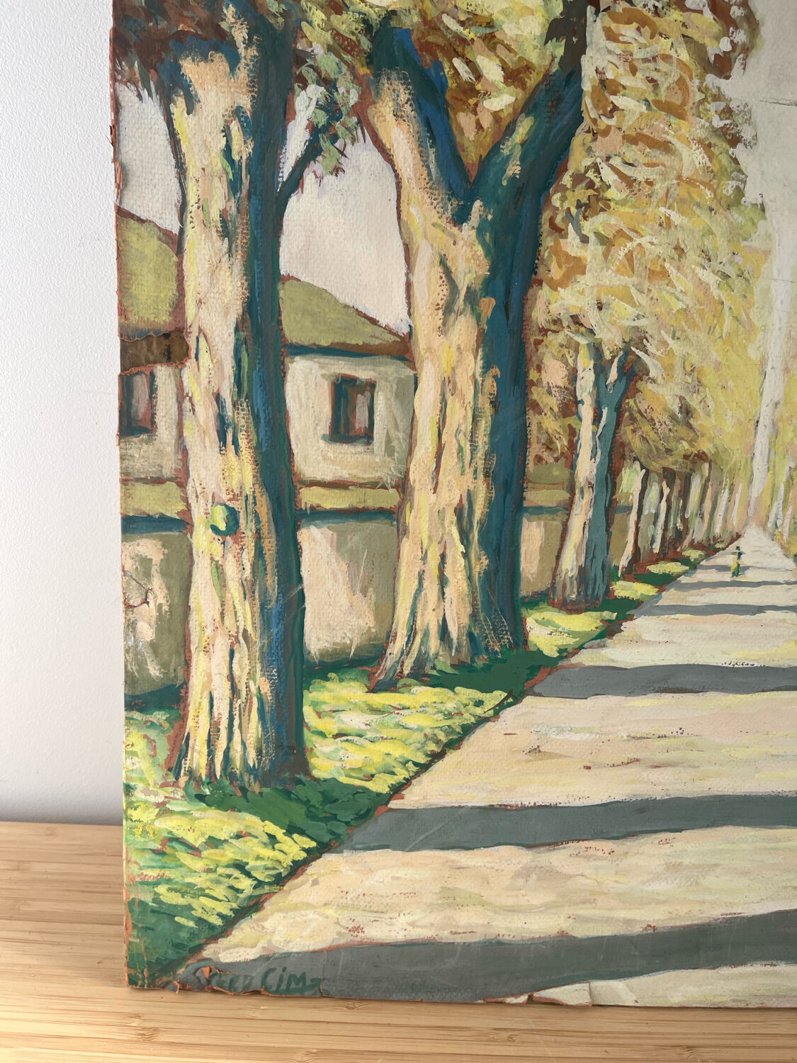 Bright walk, oil on paper signed Vero Cim.