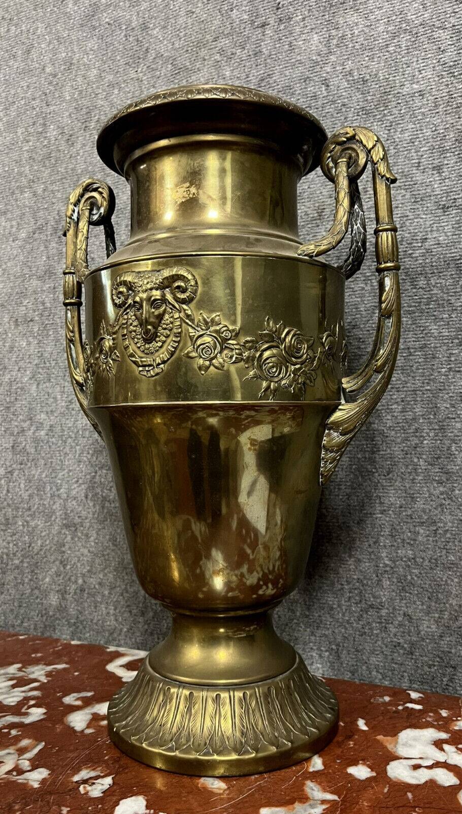 Empire style ibex vase in gilded brass circa 1850
