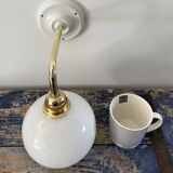 White opaline globe wall lamp