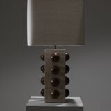 Travertine and walnut bubble lamp