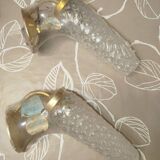 Pair of vintage molded glass wall sconces – 1960s – Condition of