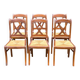 6 Directoire-style dining chairs in solid wood with rush seats from the 1960s.