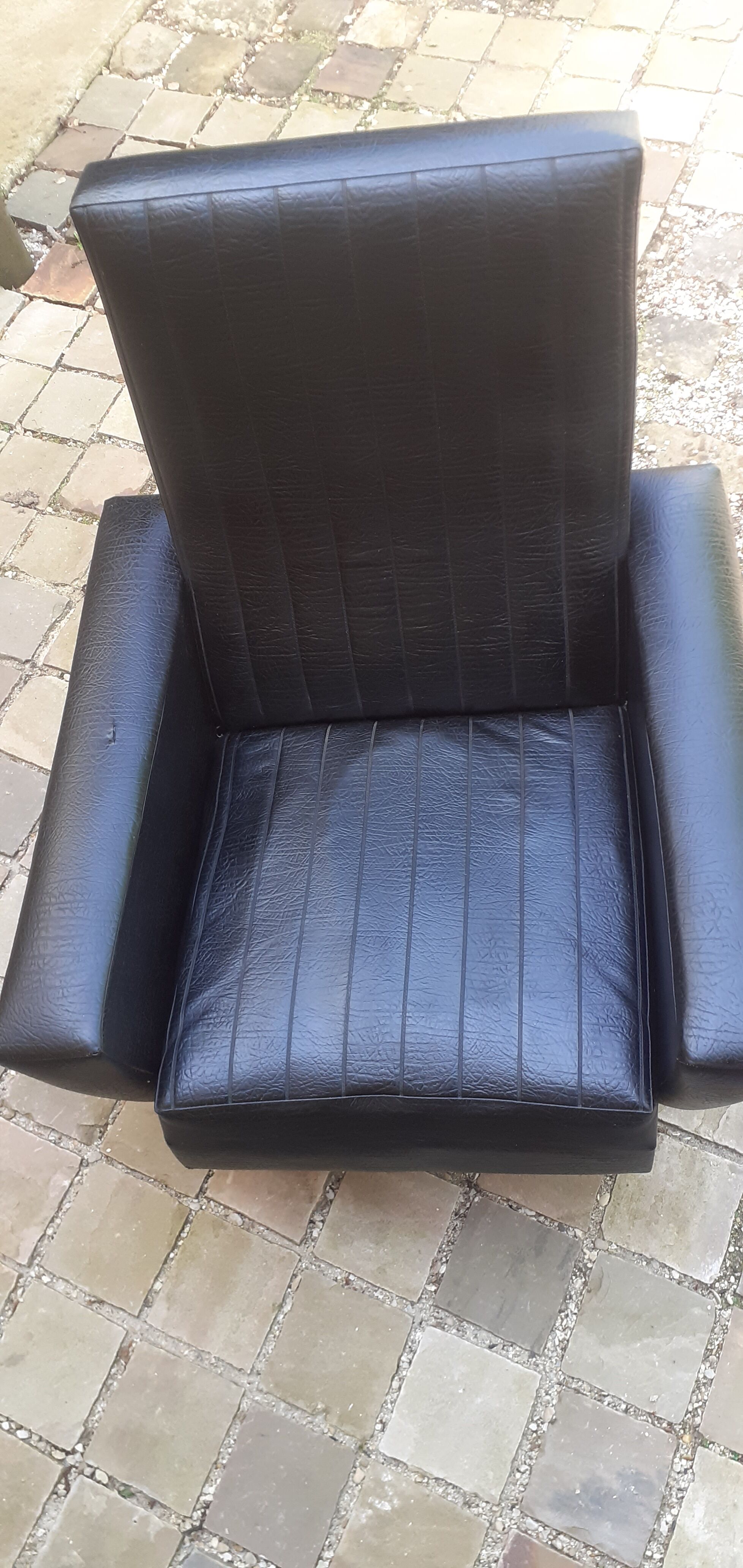 Pair of armchairs vintage year 60 imitation black leather