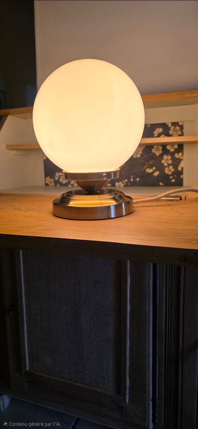 Vintage opaline globe table lamp