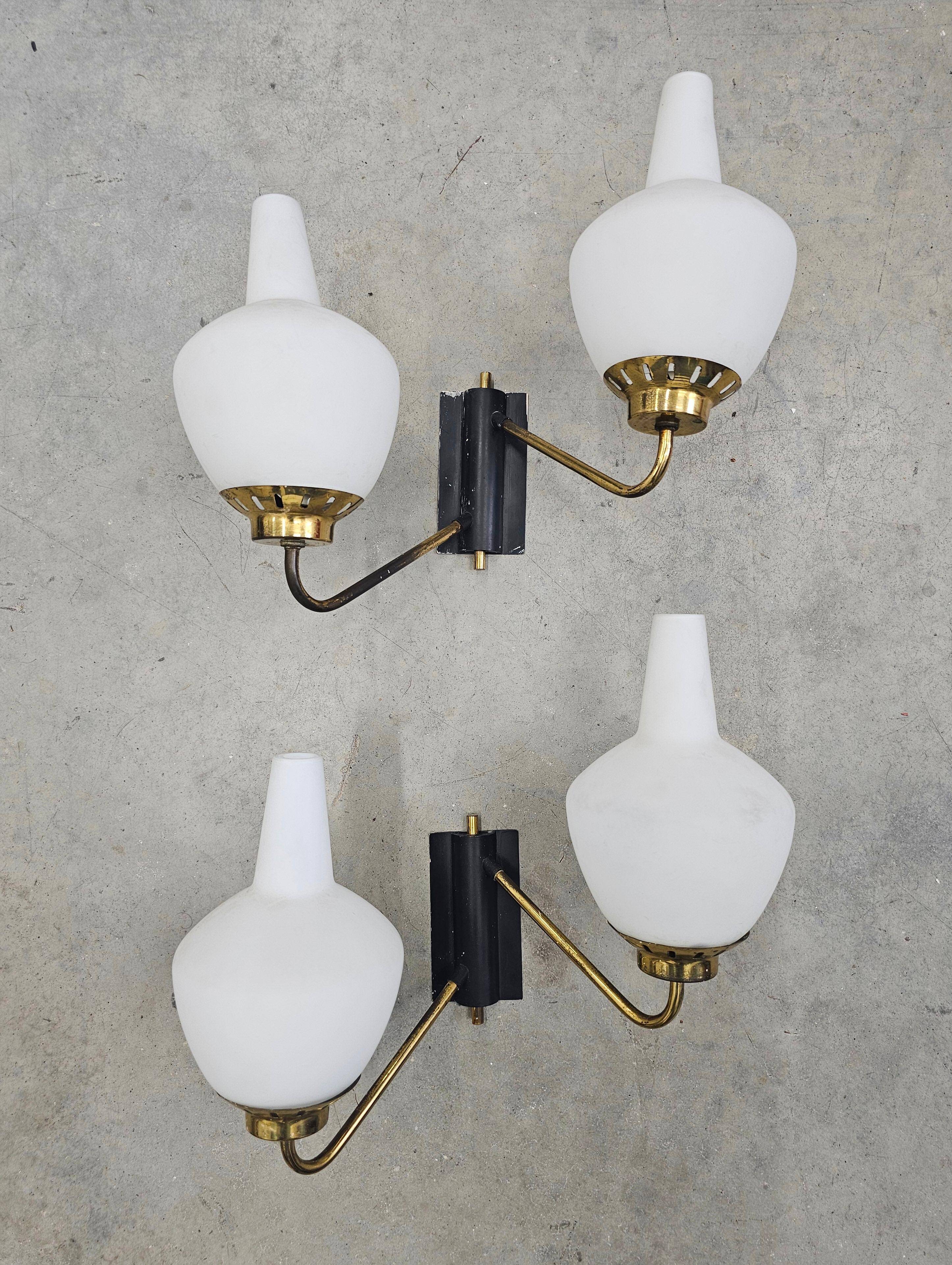 Mid-Century Modern wall lights attributed to Stilnovo 1950s