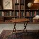 Folding table with floral marquetry