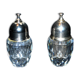 Lot of 2 salt shakers in cut crystal from SWAROVSKI Salt Pepper vintage signed