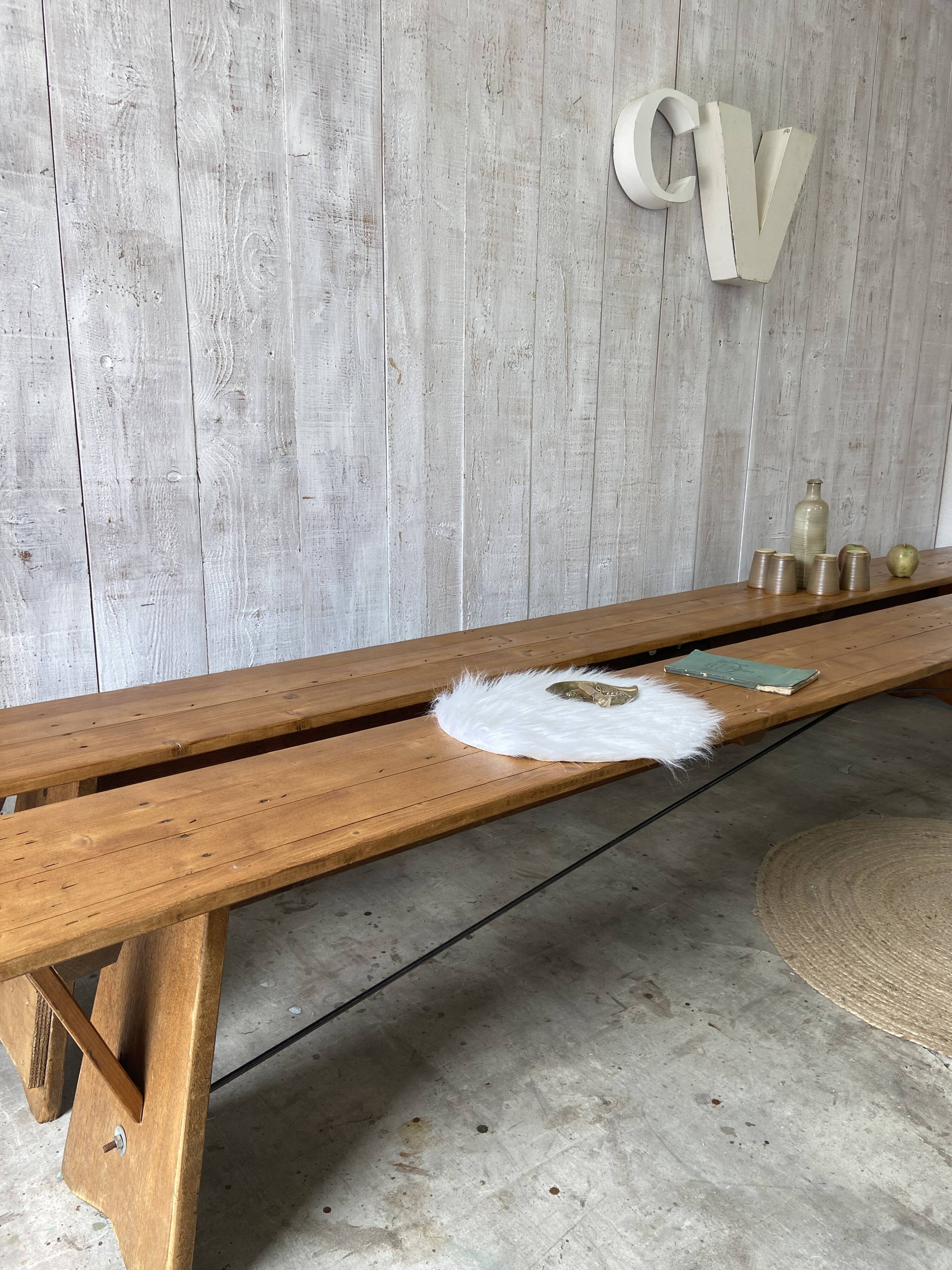 Pair of antique farm benches