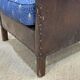 Club armchair art deco era leather and fabric cushion