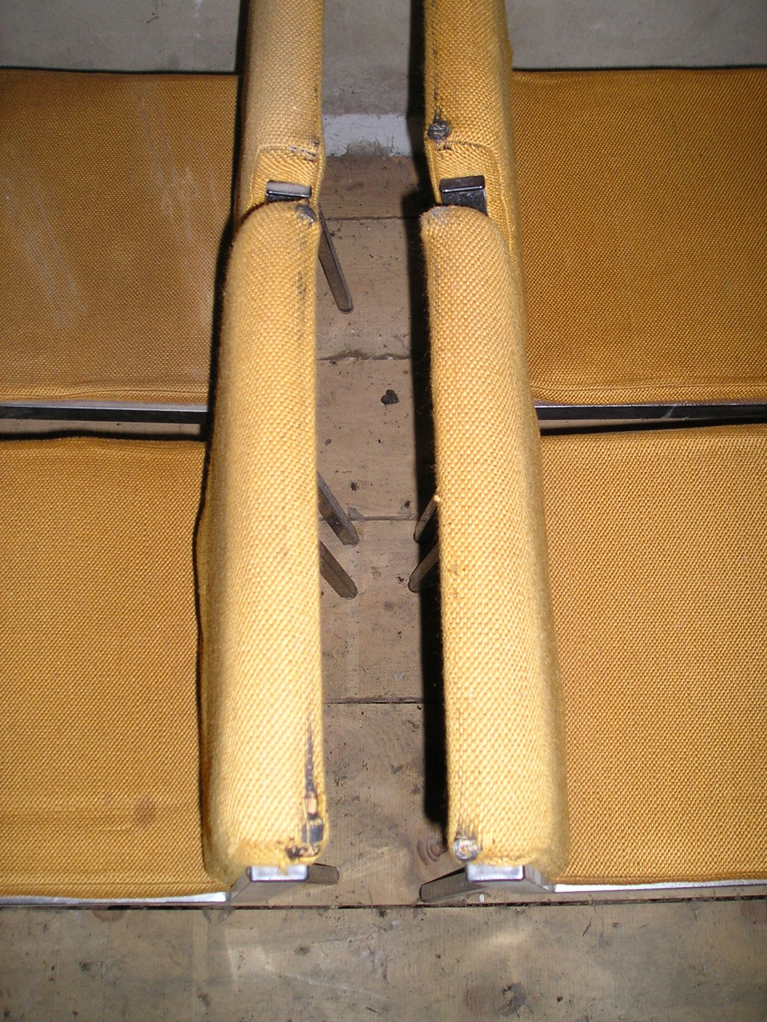 Set of 4 chrome metal chairs and 1970 fabric