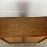 50s sliding door sideboard, wood, vintage