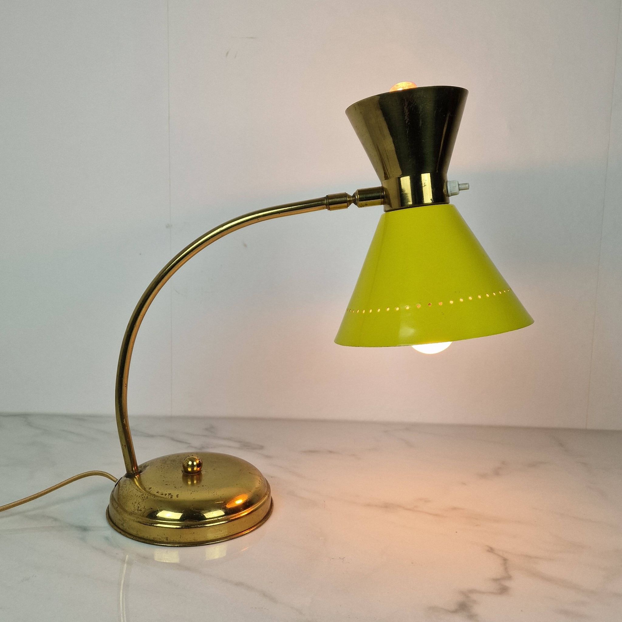 Brass Table Lamp Attributed to Hala Zeist, Netherlands, 1950s