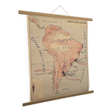 Carte de géographie ancienne / carte d'école Amérique du Sud Amérique du No