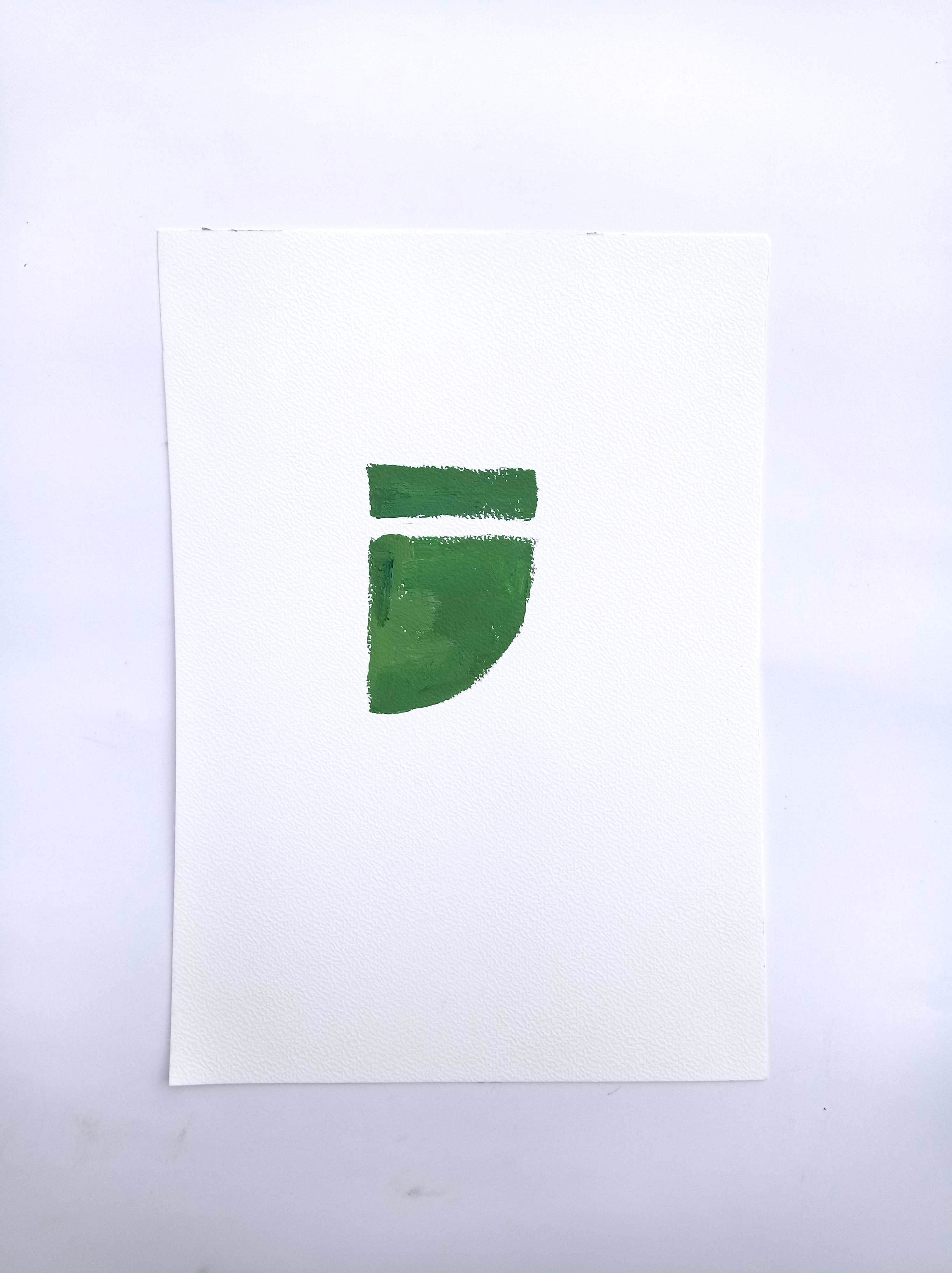 Green geometric minimalist painting