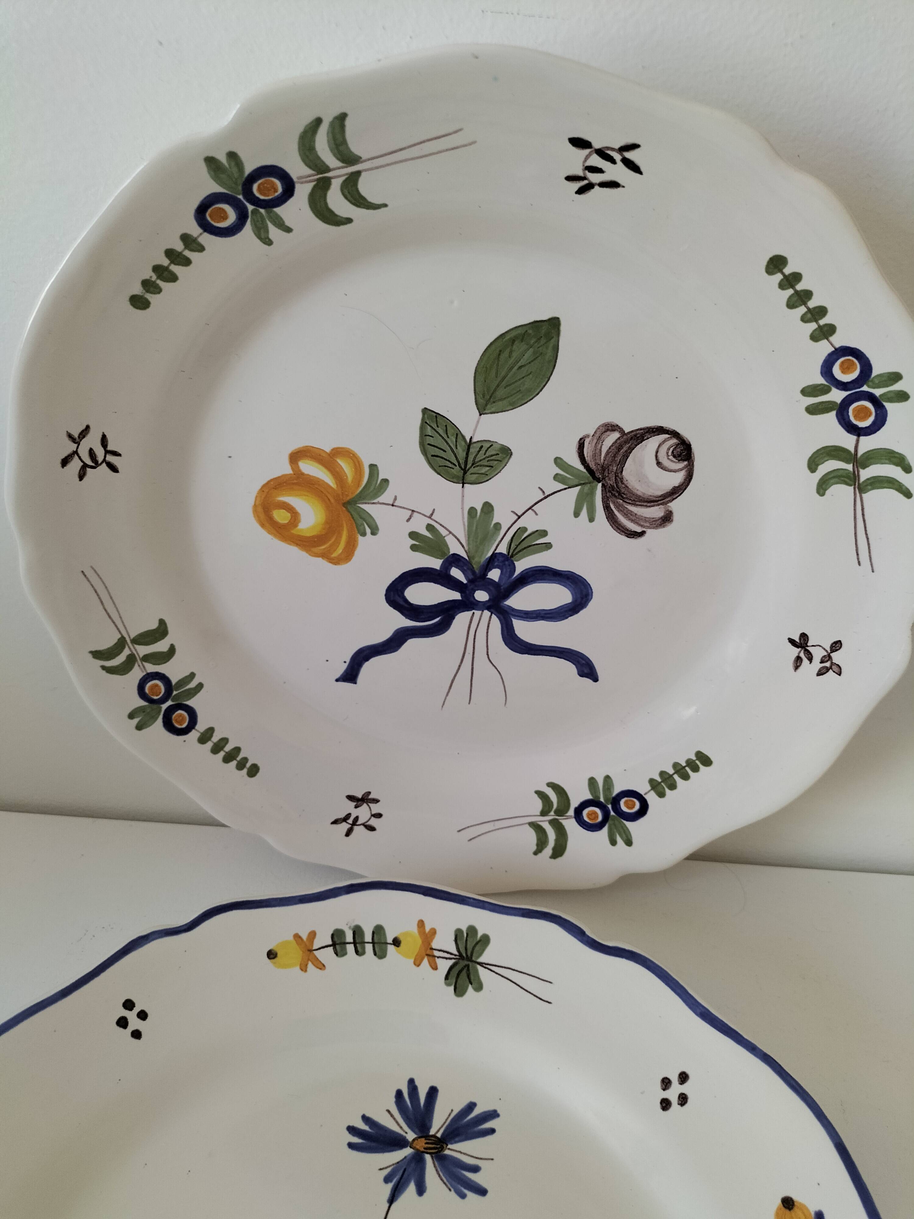 Pair of antique hand-painted plates
