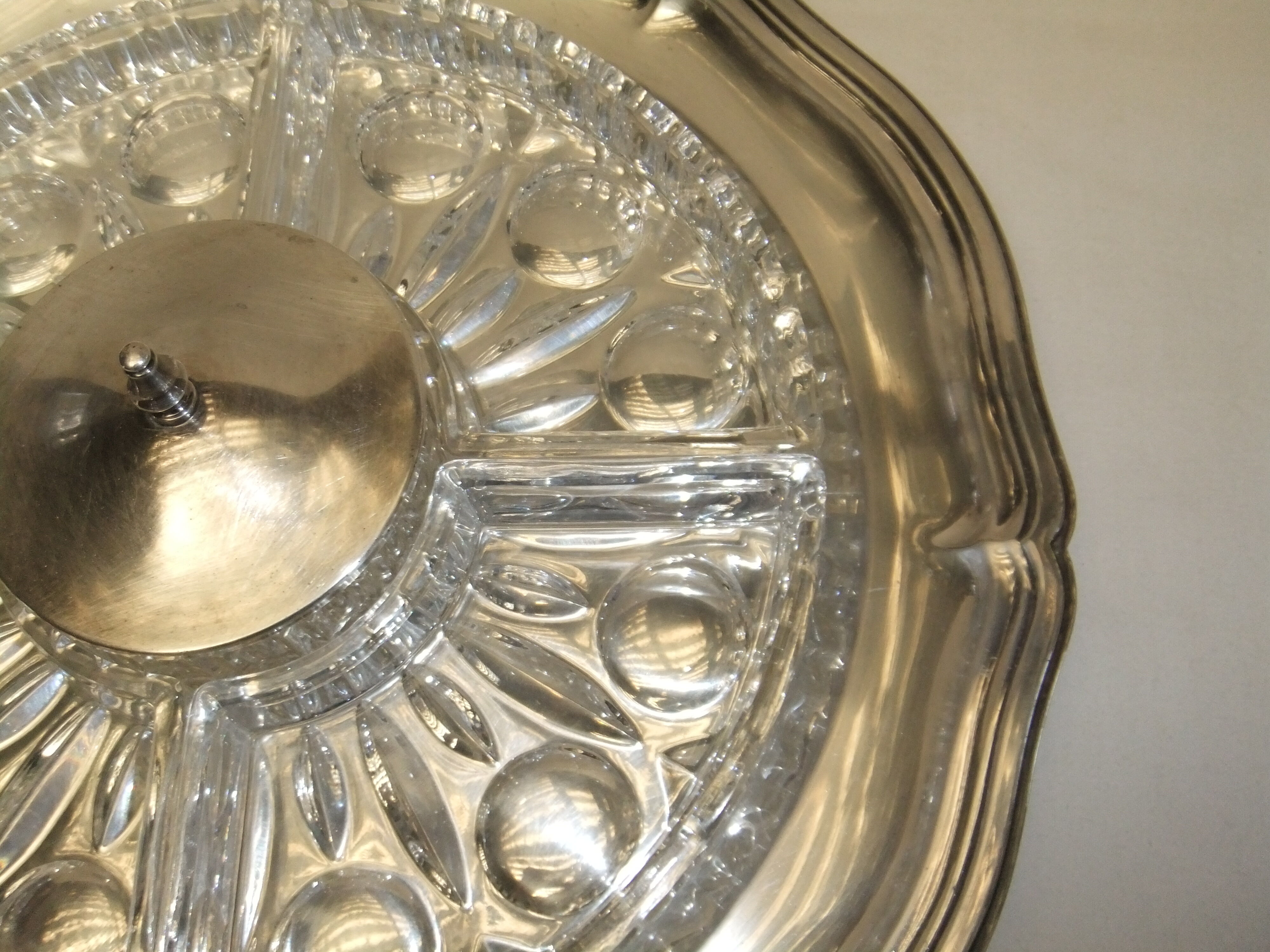 Table service silver metal crystal art deco top