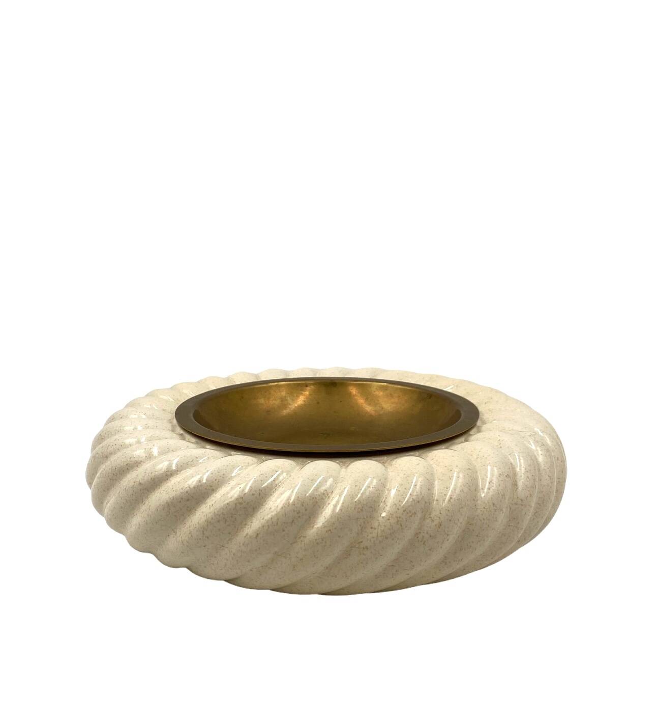 Tommaso Barbi, cream ceramic ashtray / vide poche, B Ceramiche, ca. 1970