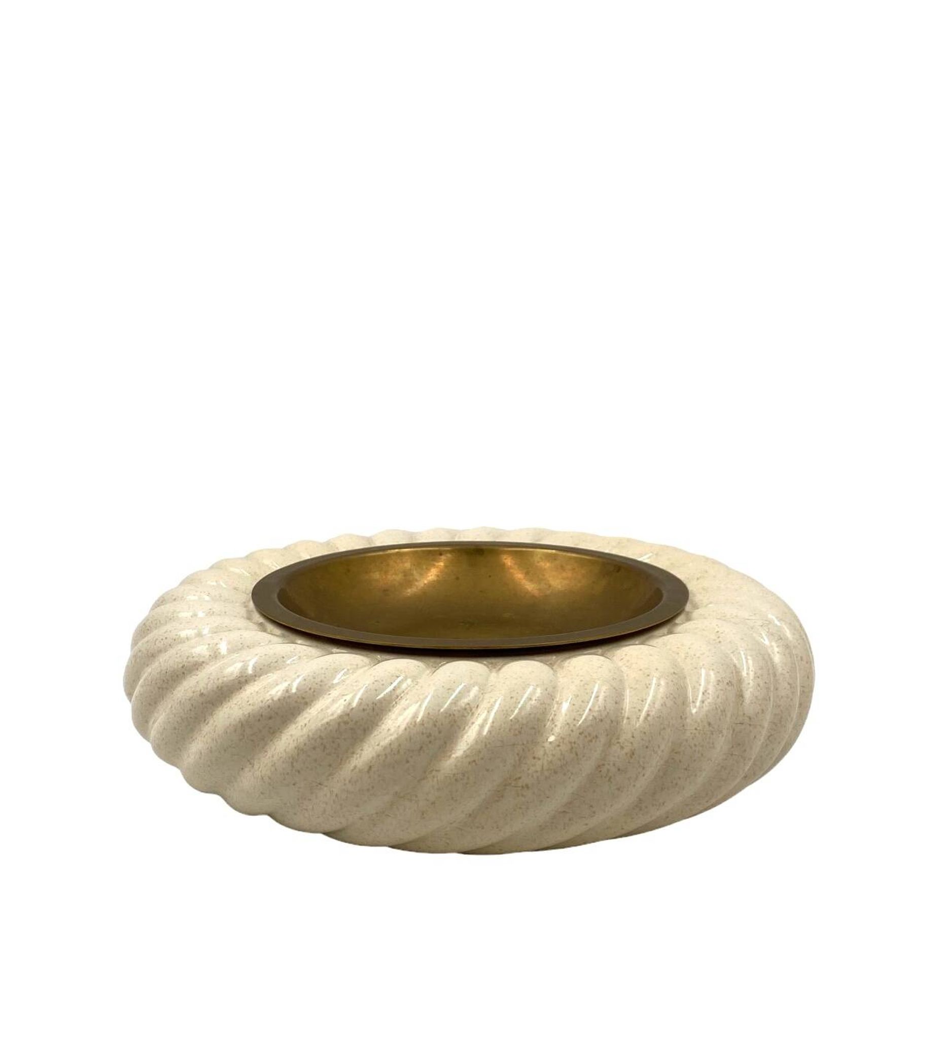 Tommaso Barbi, cream ceramic ashtray / vide poche, B Ceramiche, ca. 1970