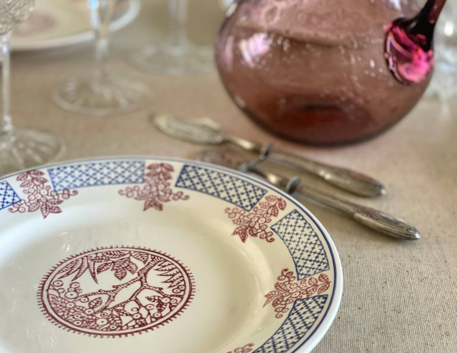 3 Longwy dessert plates.