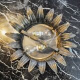 Wall lamp sun by ferro arte, metal and gold leaf, spain, 1960