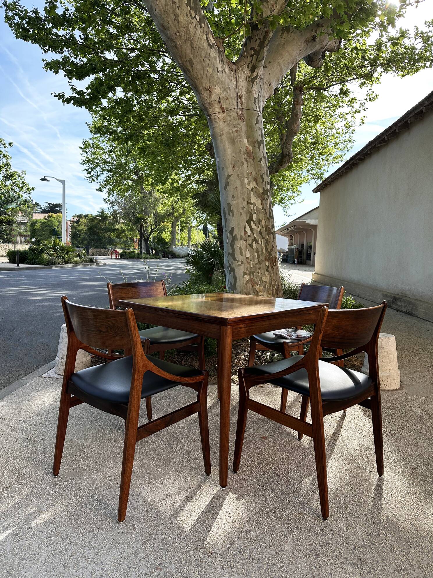 Danish extendable dining table and games table in Rio rosewood, 1960.