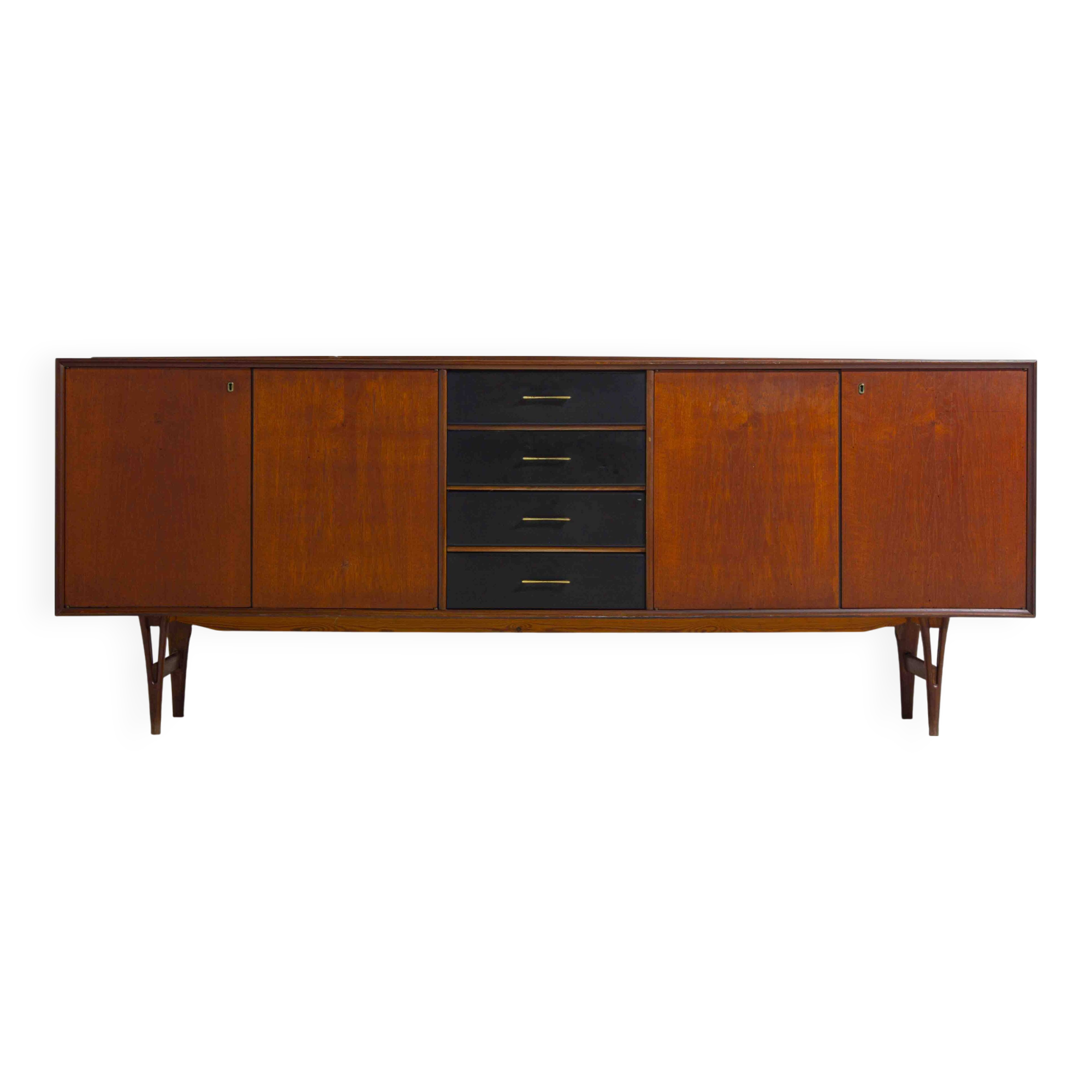 Minimalist sideboard in warm teak by Van Pelt, Belgium 1960s