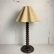 French wood turned table lamp in the style of Charles Dudouyt, 1950s