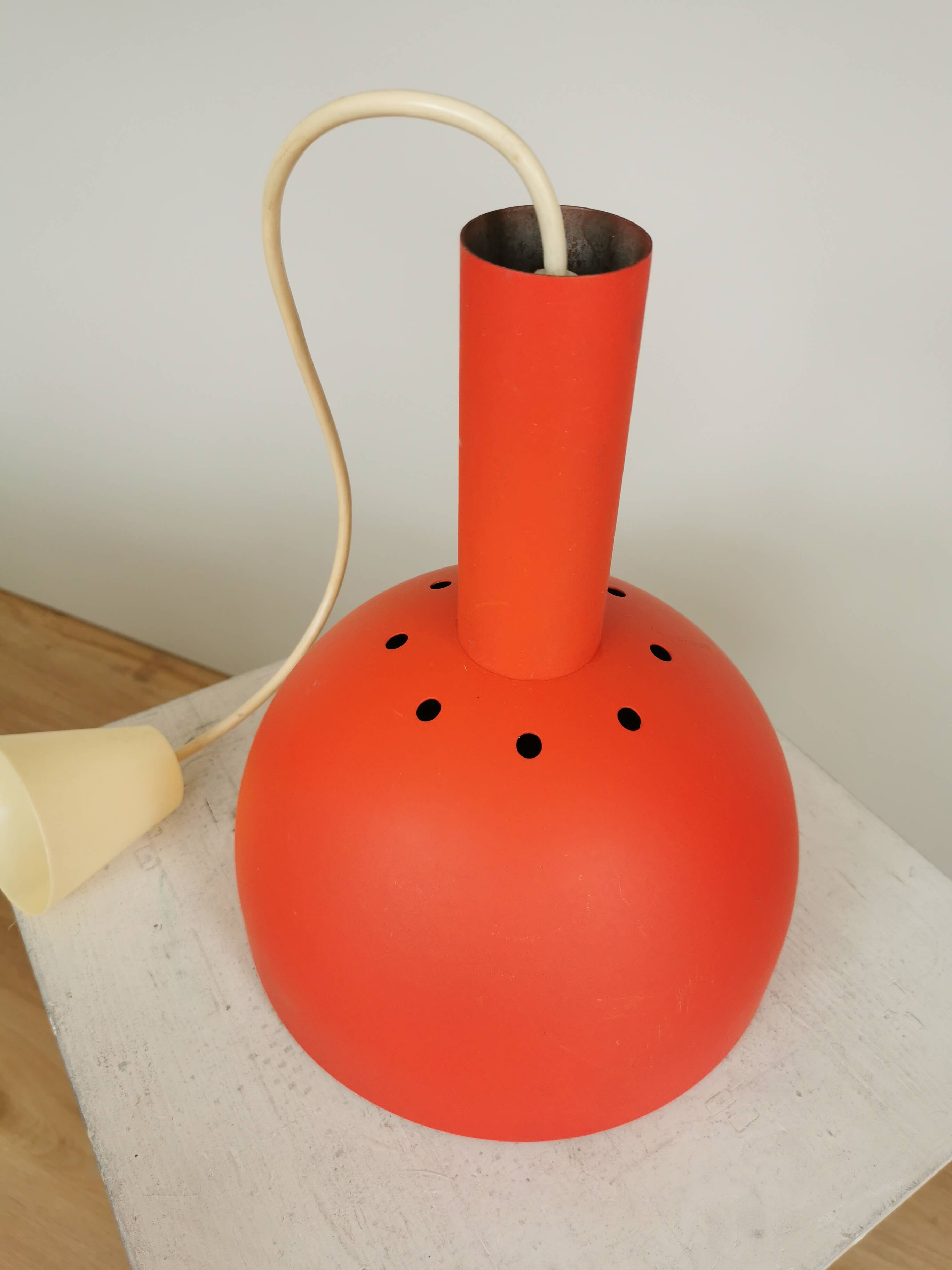Vintage Orange Chrome Pendant Light: 1970s Space Age Lamp