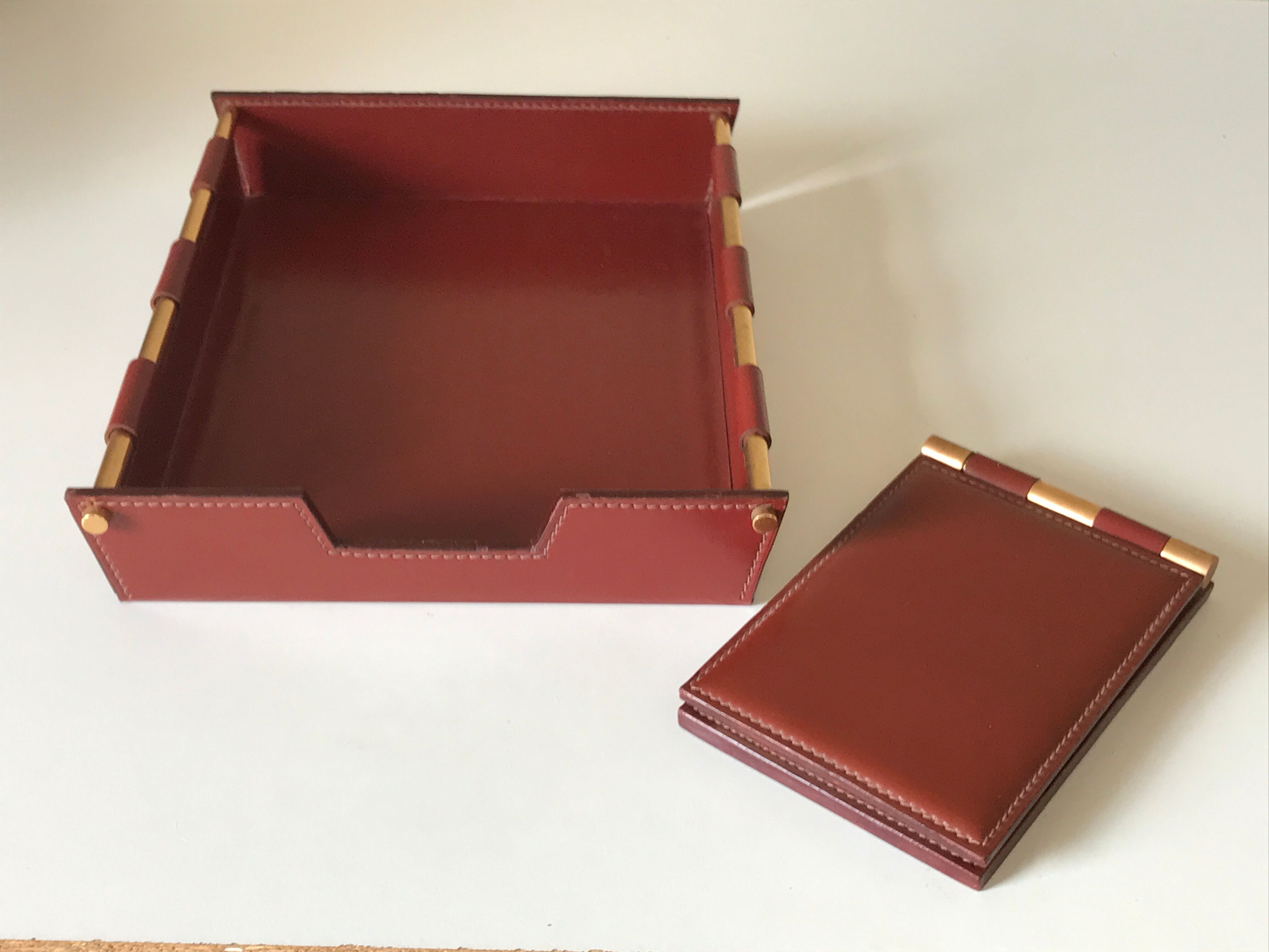 Vintage quilted leather desk set design 70 years