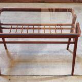 Side table or wood and glass console by Frantisek Jirak 1960