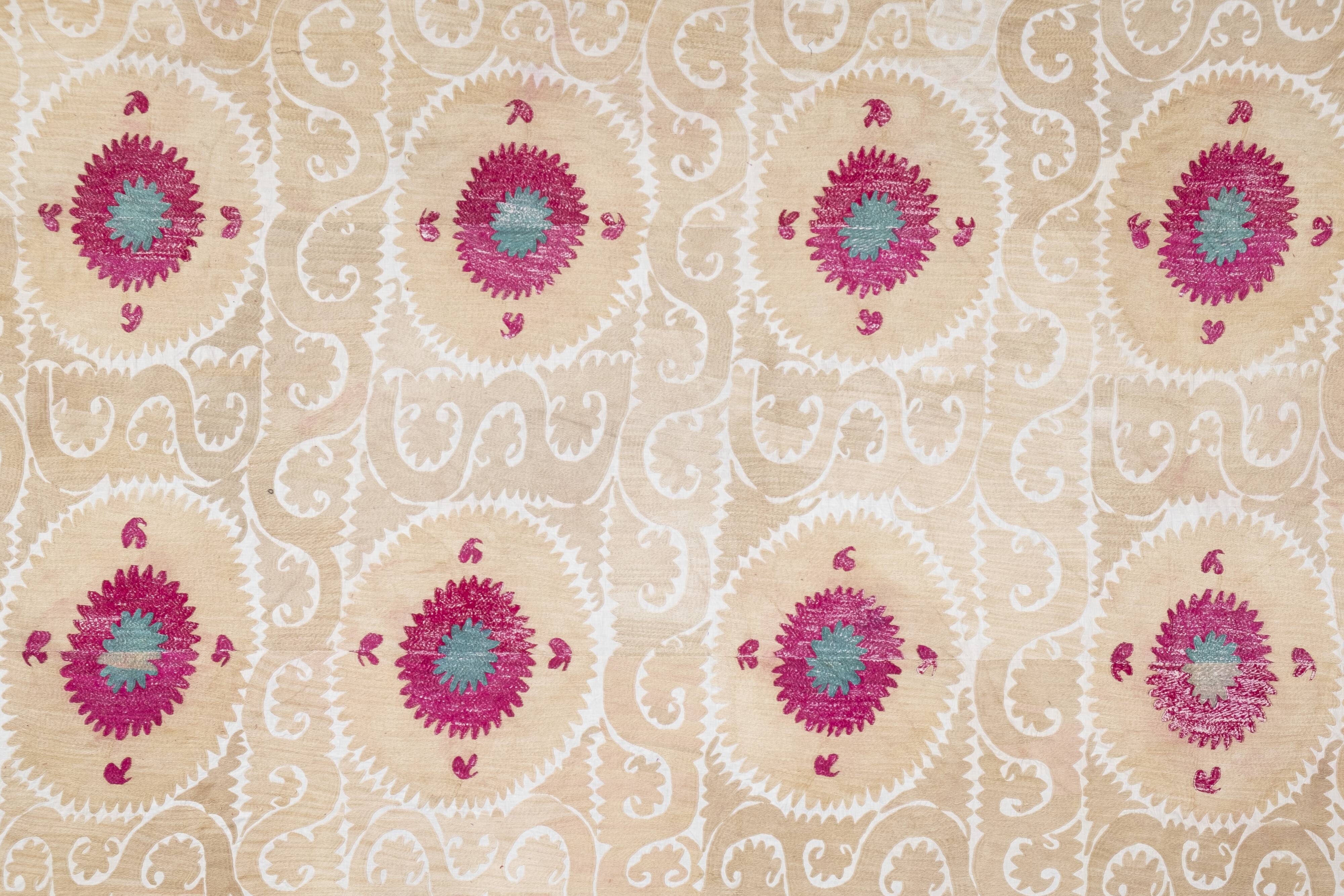 Hand Embroidered Suzani Bedspread 7'9" X 10'10"