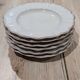 6 assiettes à dessert en céramique frangée blanche et rose