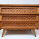 Vintage wood and rattan chest of drawers