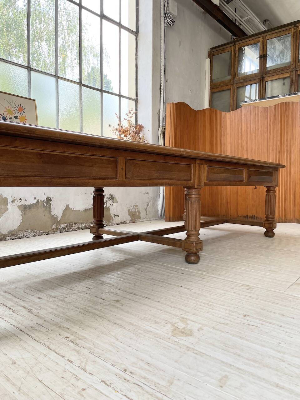 Solid walnut farmhouse castle table 1900 XXL