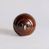 Glazed stoneware owl head, 1950s-60s
