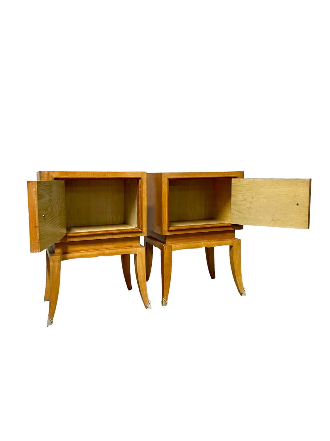 Pair of light wood bedside tables 1950