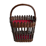 Hand-woven wooden bottle locker, bamboo and wicker