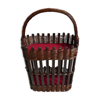 Hand-woven wooden bottle locker, bamboo and wicker