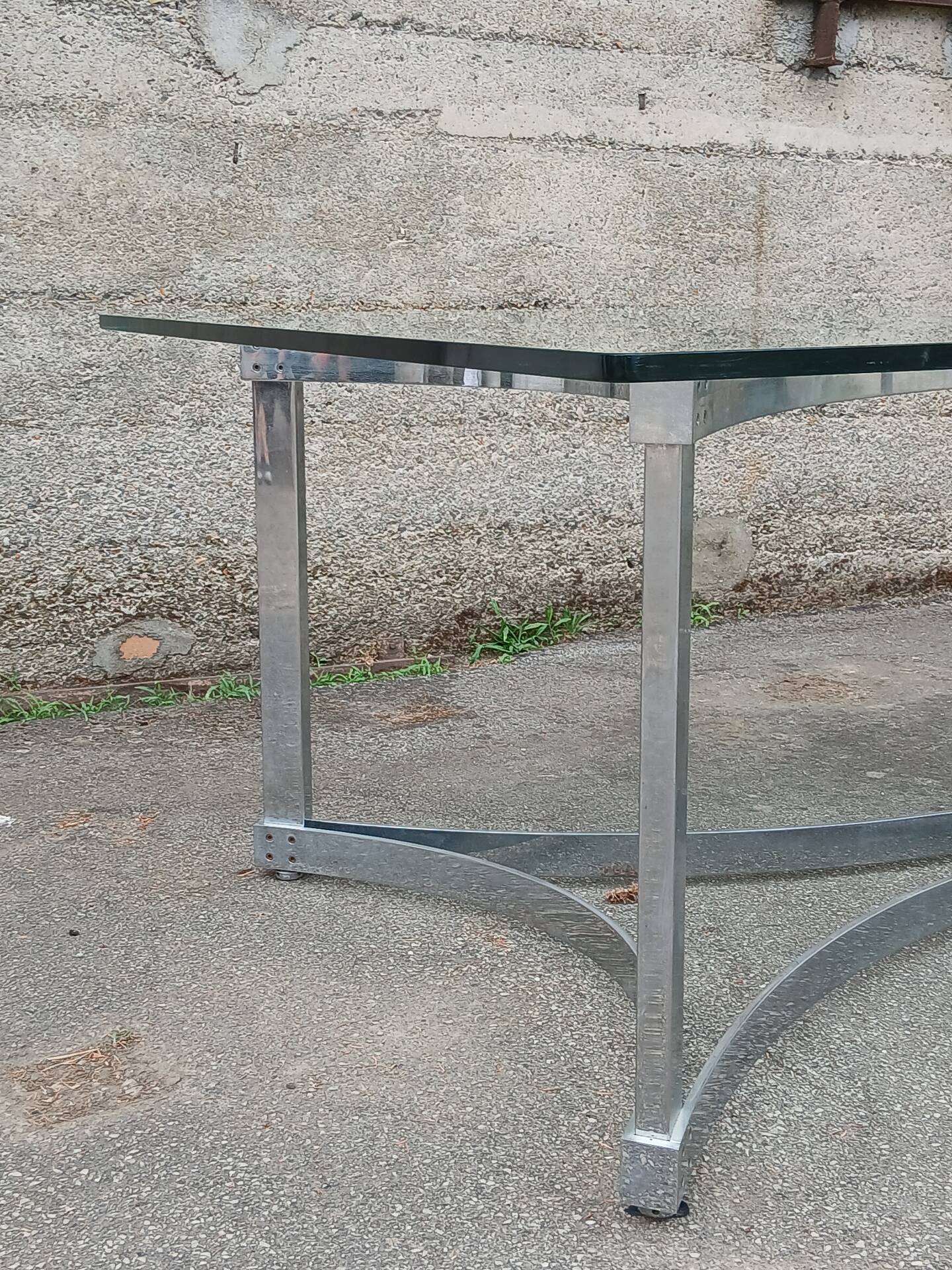 1970s glass and chrome table, 300 cm, for 12 people.