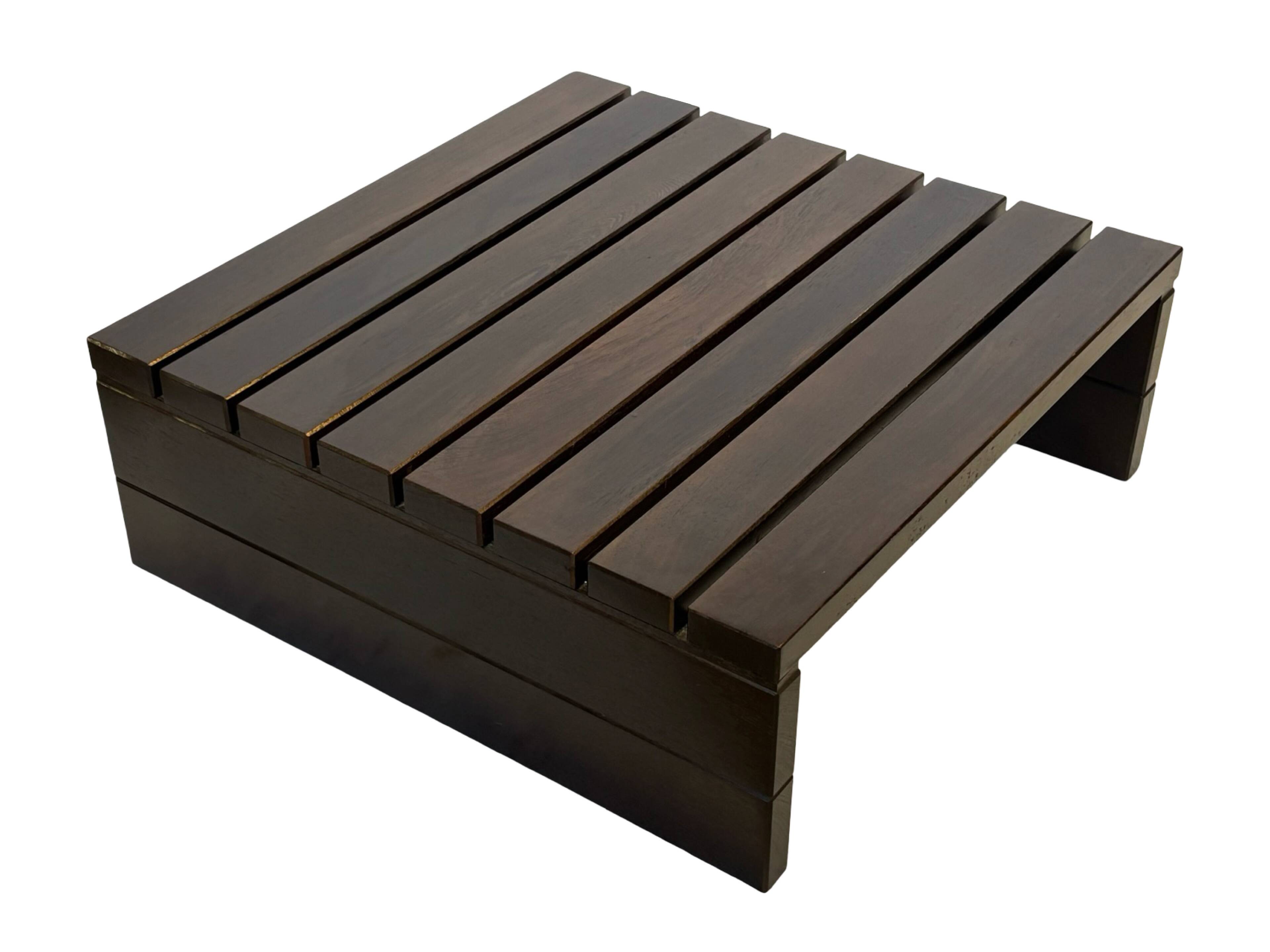 Vintage slatted coffee table design Wenge solid 70s minimalist