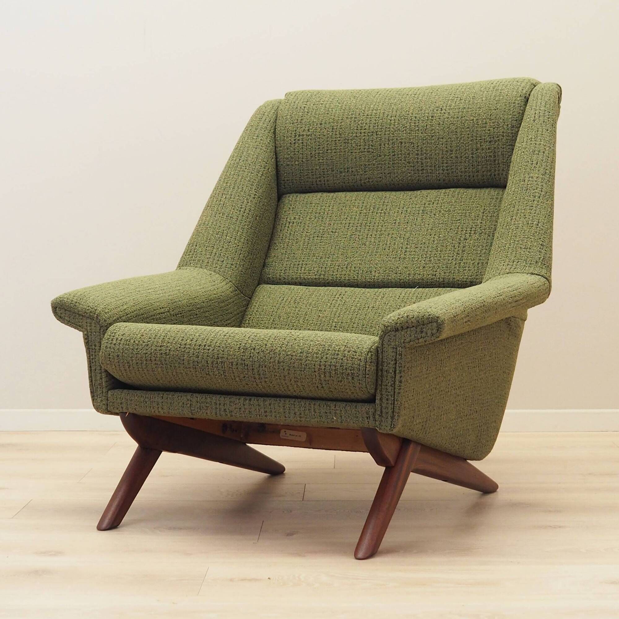 Fauteuil vert, design danois, années 1970, fabrication : Horsens Møbelfabrik