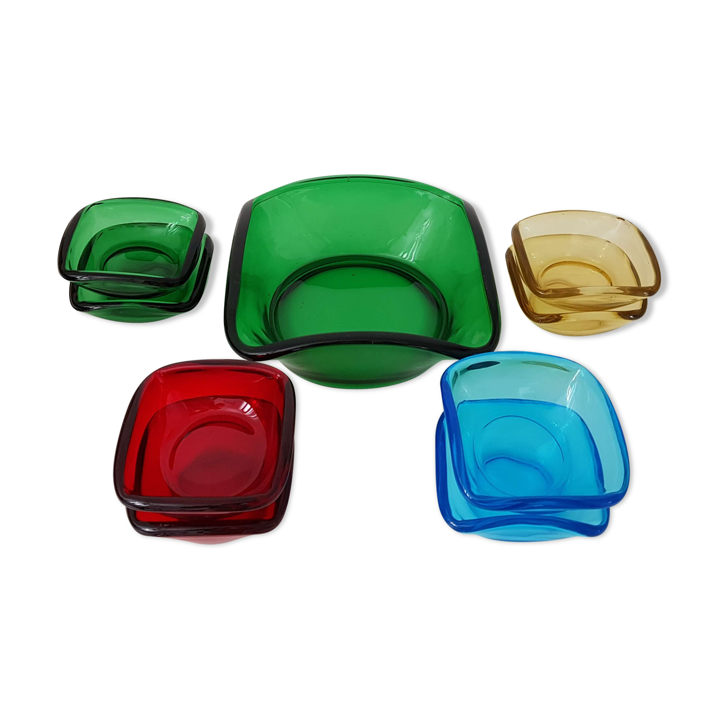 Vintage color glass dessert service